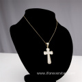 copper zircon 925 silver cross charm pendant